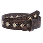 Women's 1.5" Sunflower Embossed Vintage Leather Belt Strap -100% Cowhide