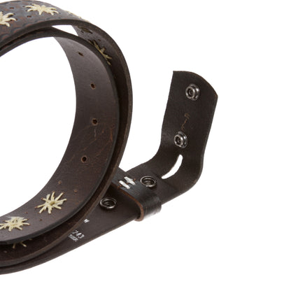 Women's 1.5" Sunflower Embossed Vintage Leather Belt Strap -100% Cowhide