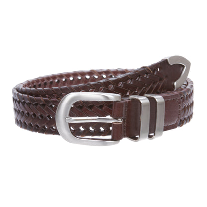 Men's 1 1/8 Inch (30 mm) Braided Leather Dress Lacing Belt