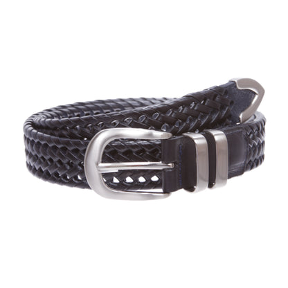 Men's 1 1/8 Inch (30 mm) Braided Leather Dress Lacing Belt
