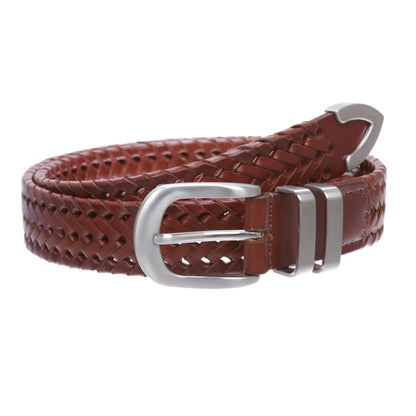 Men's 1 1/8 Inch (30 mm) Braided Leather Dress Lacing Belt