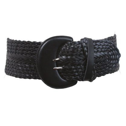 Women's High Waist Braided Woven Full Grain Leather Belt