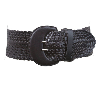 Women's High Waist Braided Woven Full Grain Leather Belt