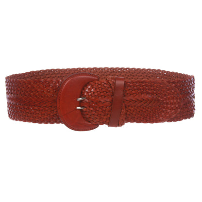 Women's High Waist Braided Woven Full Grain Leather Belt