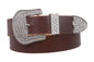 Western Rhinestone Buckle Plain Leather Belt