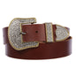 Western Rhinestone Buckle Plain Leather Belt