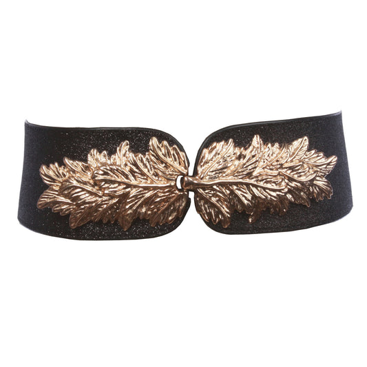 Women's 2 3/4" Wide Stretch Waist Belt with Hook Buckle – Leaf Style Cinch