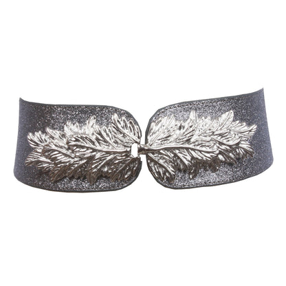 Women's 2 3/4" Wide Stretch Waist Belt with Hook Buckle – Leaf Style Cinch