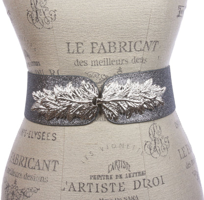 Women's 2 3/4" Wide Stretch Waist Belt with Hook Buckle – Leaf Style Cinch