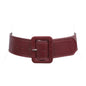 Women's 2 1/4" Wide High Waist Rectangular Stitch-edged Leather Belt