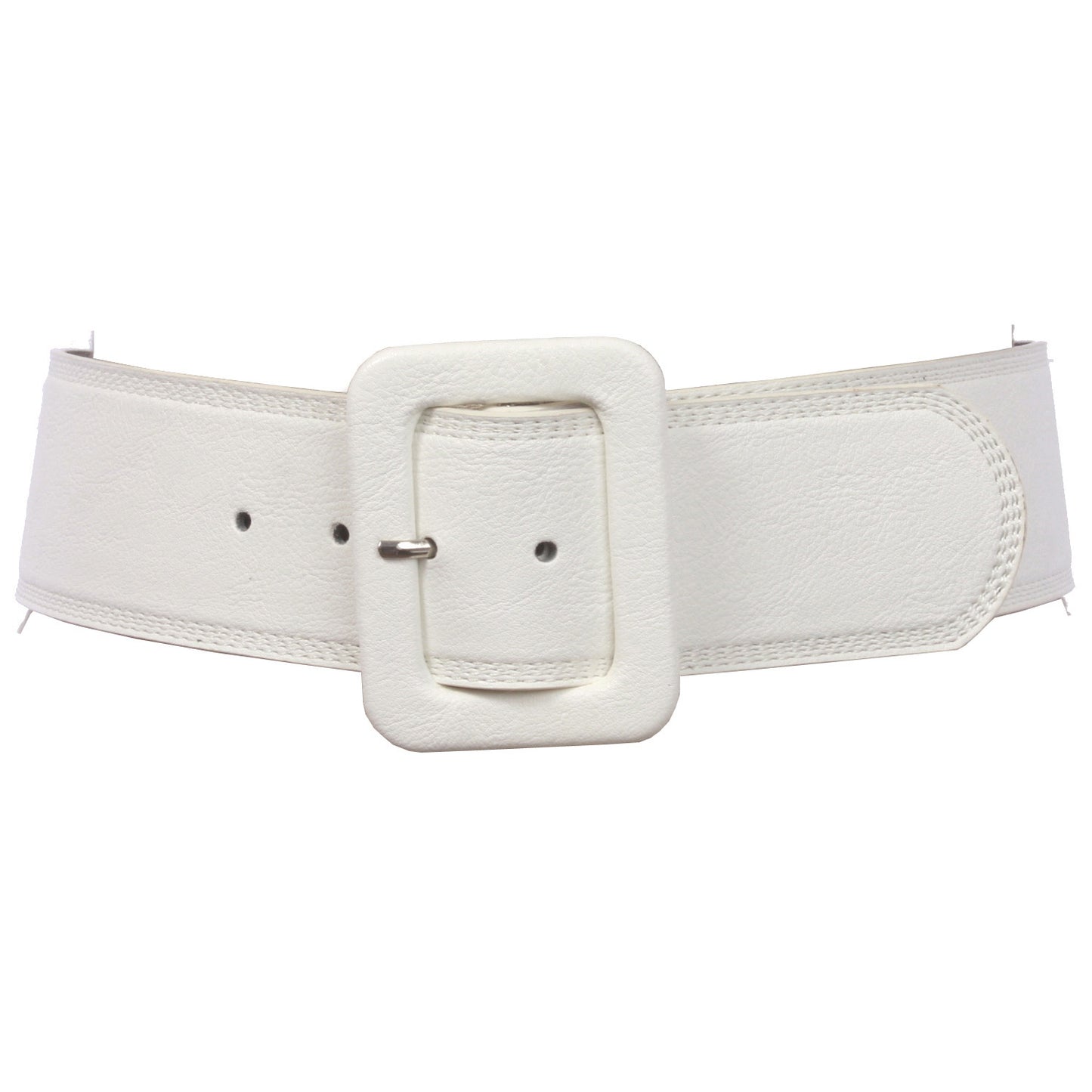 Women's 2 1/4" Wide High Waist Rectangular Stitch-edged Leather Belt