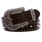 Western Faux Crocodile Print Cross Concho Rhinestone Studded Leather Belt