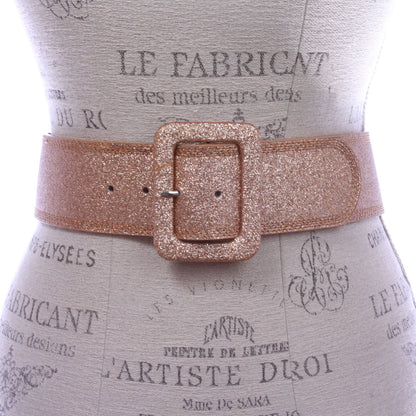 Women's Wide High Waist Glitter Fashion Leather Belt