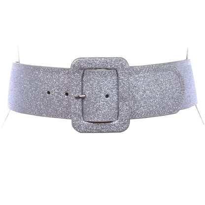 Women's Wide High Waist Glitter Fashion Leather Belt