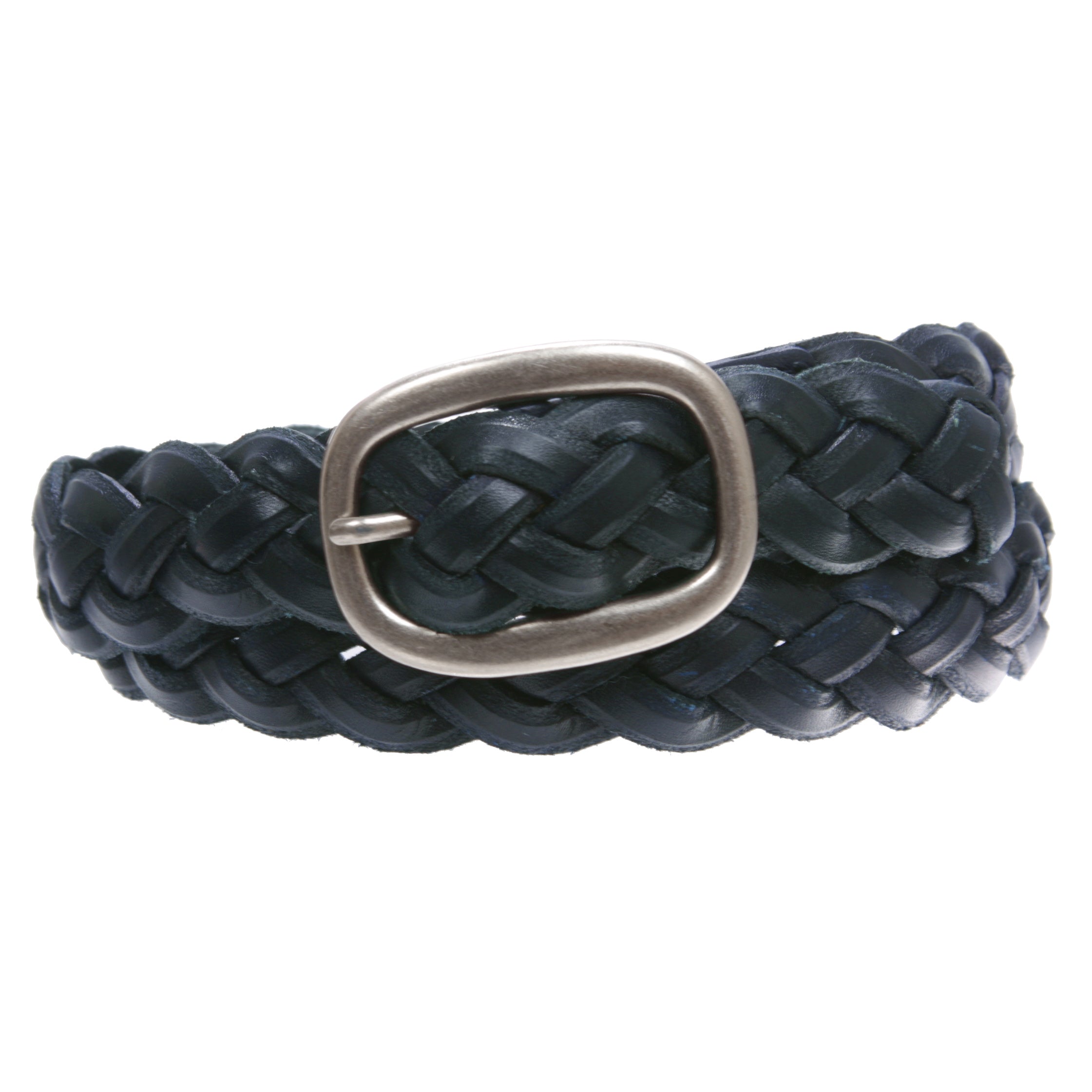 8649 Women\'s Woven Leather Belt, 1.25 Inch Wide- Discontinued Colors, Black 90s Braided Black Leather Belt: Boho Woven Trouser Belt  main image 2