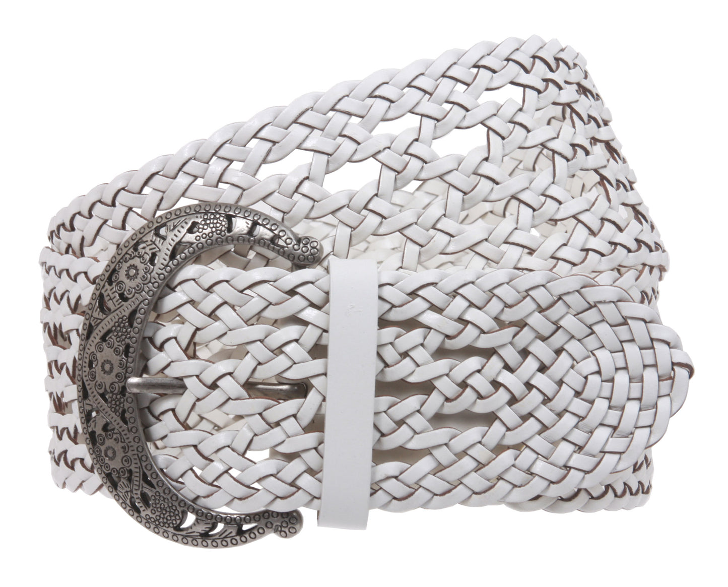 2 1/2" Wide Perforated Braided Woven Leather Belt