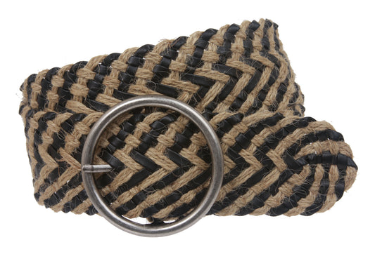 Women's 2 1/4" Hemp Braided Woven Non Leather Round Belt