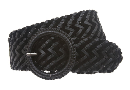 Women's 2 1/4" Velvet Braided Woven Non Leather Round Belt