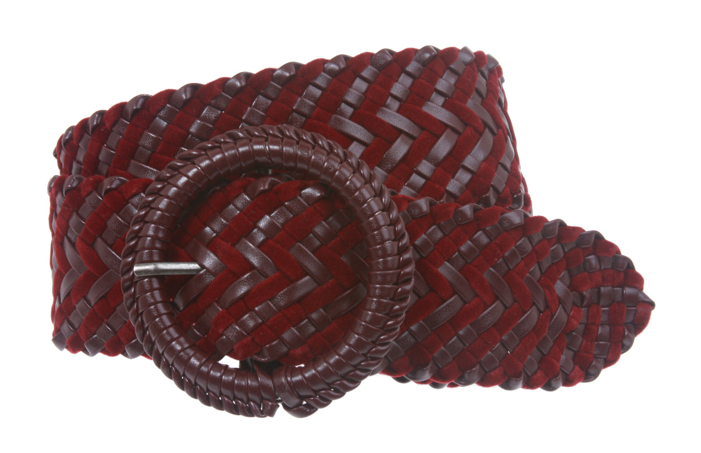 Women's 2 1/4" Velvet Braided Woven Non Leather Round Belt