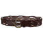 Women's 2" Wide Round Braided Wooden Leather Belt