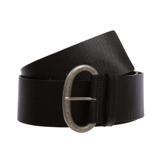 Ladies Plain Contour Wide Belt with Engraving Detailing Buckle