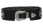 Women's Wide Contour High Waist Faux Ostrich Print Western Rhinestone Belt