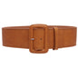 Women's 3" Wide High Waist Fashion Stitch Rectangular Leather Belt