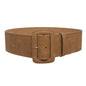 Women's 3" Wide High Waist Fashion Stitch Rectangular Leather Belt