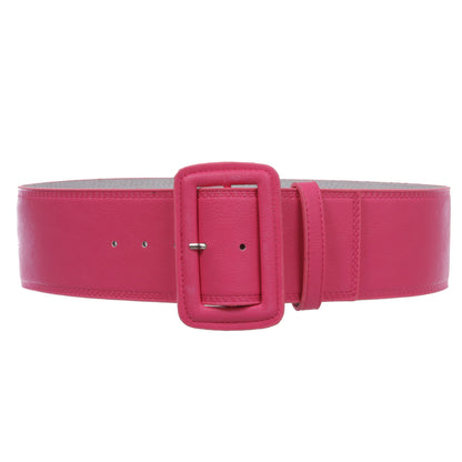 Women's 3" Wide High Waist Fashion Stitch Rectangular Leather Belt