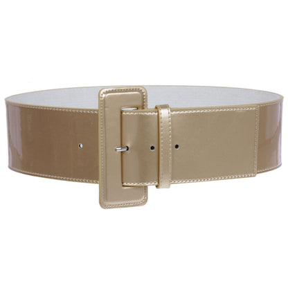 Ladies High Waist Wide Patent Fashion Plain Leather Belt