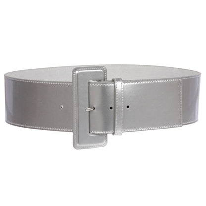 Ladies High Waist Wide Patent Fashion Plain Leather Belt