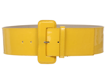 Ladies High Waist Wide Patent Fashion Plain Leather Belt