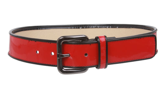 Ladies Piping Edged Patent Leather High Waist Fashion Belt