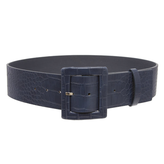 2 1/4" Wide Ladies High Waist Faux Crocodile Print Patent Leather Fashion Belt