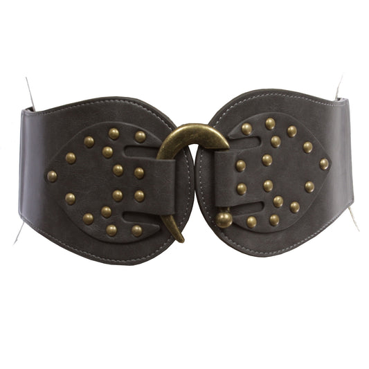 Women's 4" Wide High Waist Elastic Stretchy Studded Hook Belt