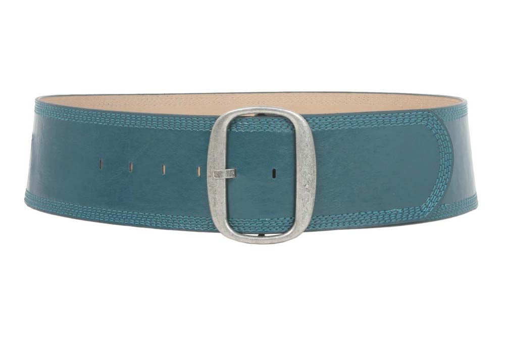 Women's 3" (75 mm) Wide Oval Tone-on-tone Stitching Edged Contour Belt