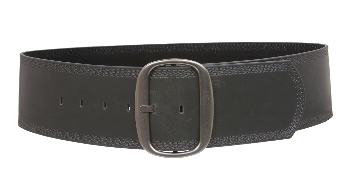 Women's 3" (75 mm) Wide Oval Tone-on-tone Stitching Edged Contour Belt