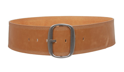 Women's 3" (75 mm) Wide Oval Tone-on-tone Stitching Edged Contour Belt