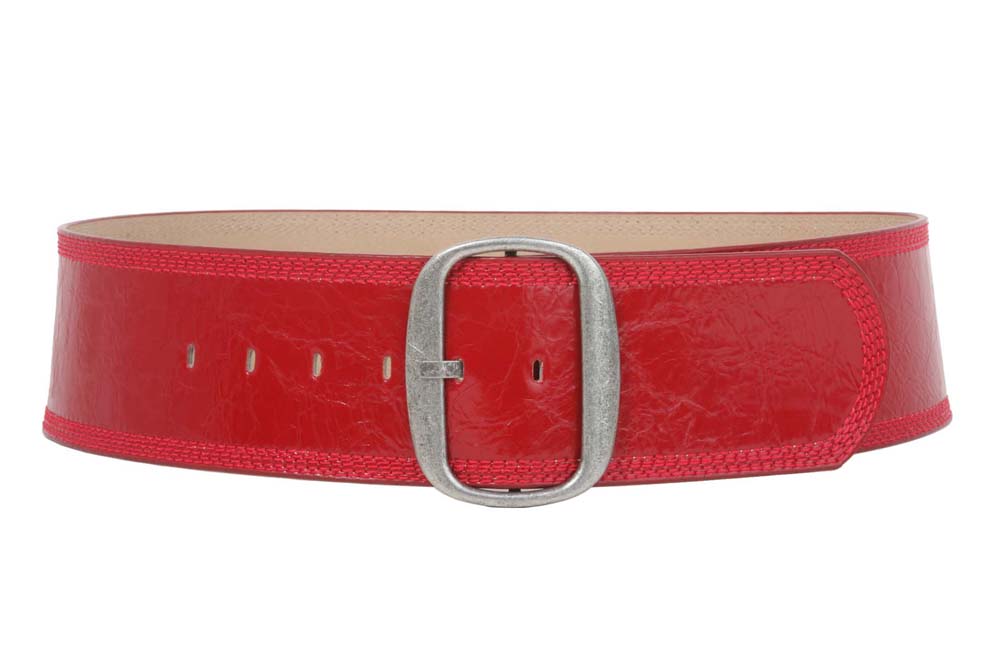 Women's 3" (75 mm) Wide Oval Tone-on-tone Stitching Edged Contour Belt