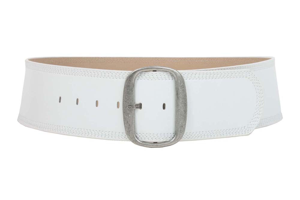 Women's 3" (75 mm) Wide Oval Tone-on-tone Stitching Edged Contour Belt