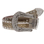 Western Snap On Rhinestone Braided Leather Belt