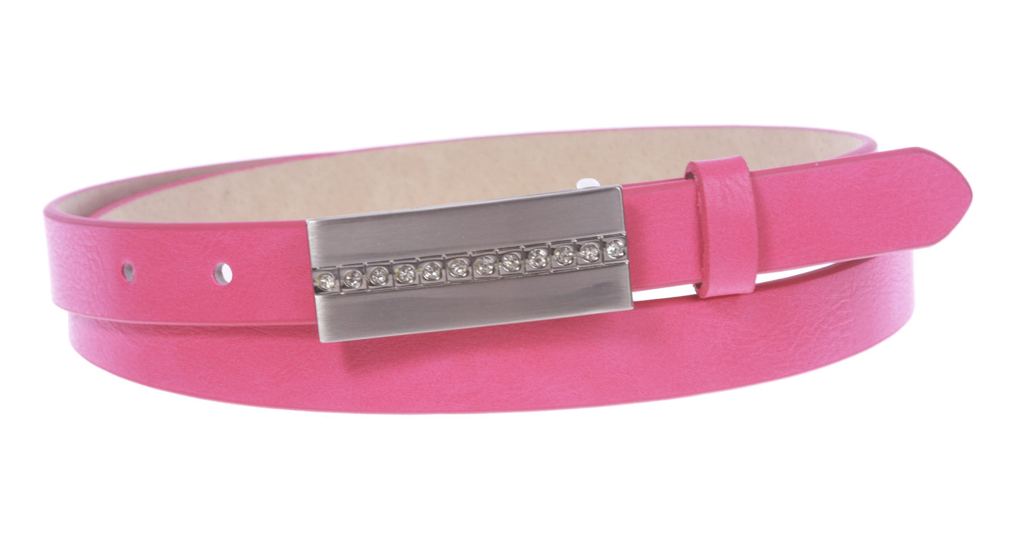 3/4"(19 mm) Womens Snap On Rectangular Skinny Non Leather Dress Belt