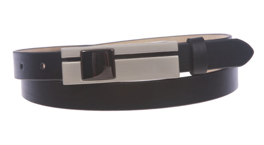 3/4"(19 mm) Womens Snap On Rectangular Skinny Non Leather Dress Belt