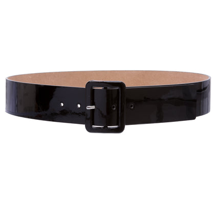 Ladies High Waist Patent Leather Wide Fashion Square Belt