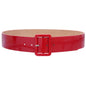 Ladies High Waist Patent Leather Wide Fashion Square Belt