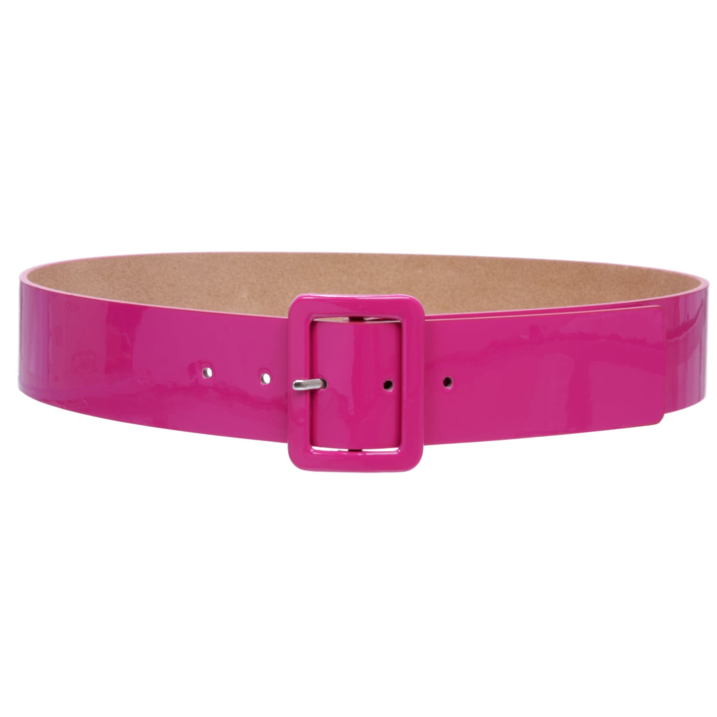 Ladies High Waist Patent Leather Wide Fashion Square Belt