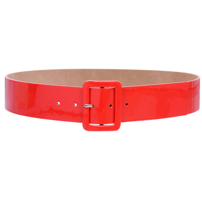 Ladies High Waist Patent Leather Wide Fashion Square Belt