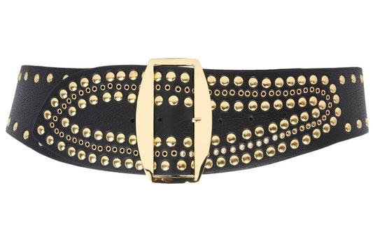 Nicole Lee - Ladies 3" High Waist Wide Rivets Studs Tapered Belt