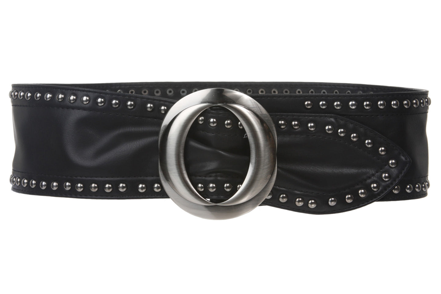 3 1/4" Wide High Waist Studded Fashion Oval Sash Belt