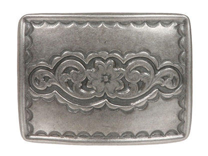 Western Rectangular Floral Engraving Antique Belt Buckle